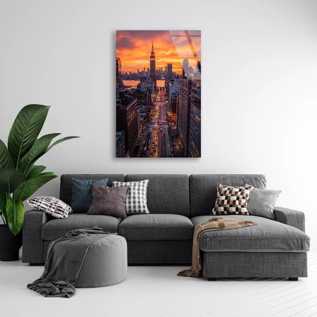 Kızıl Şehir Manzarası Cam Tablo 35x50 cm