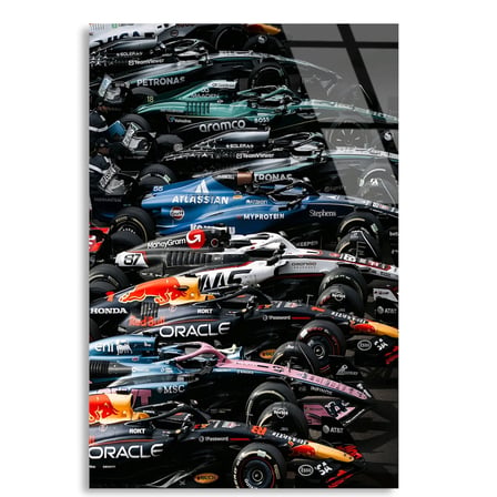 Formula 1 Grid Dizilişi F1 Cam Tablo – Formula 1 Duvar Dekoru 35x50 cm