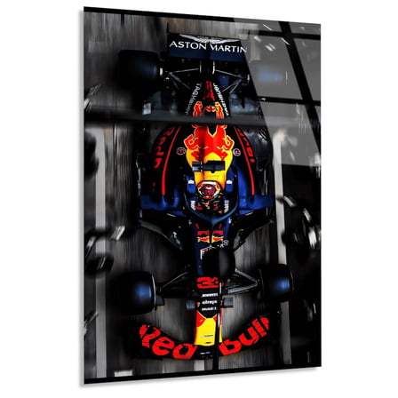 Red Bull Yarış Aracı F1 Cam Tablo – Formula 1 Duvar Dekoru 35x50 cm