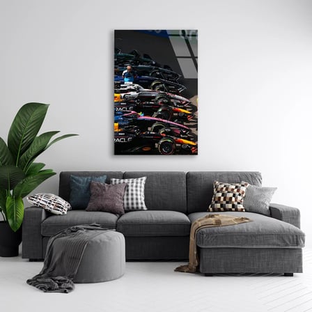 Gece Yarışı Grid Dizilişi F1 Cam Tablo – Formula 1 Duvar Dekoru 35x50 cm