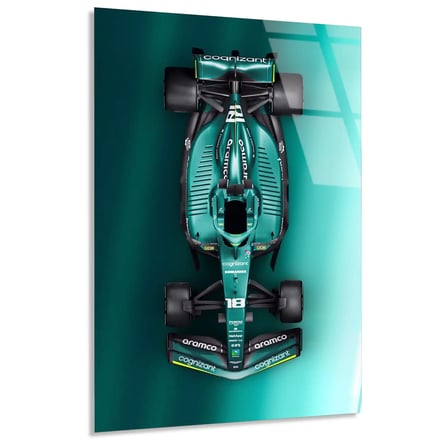 Aston Martin Üstten Görünüm F1 Cam Tablo – Formula 1 Duvar Dekoru 35x50 cm