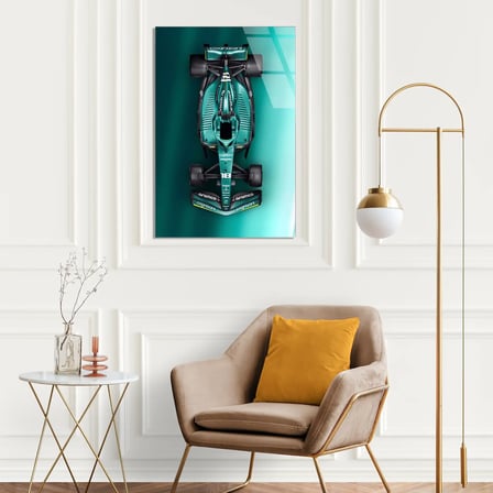 Aston Martin Üstten Görünüm F1 Cam Tablo – Formula 1 Duvar Dekoru 35x50 cm