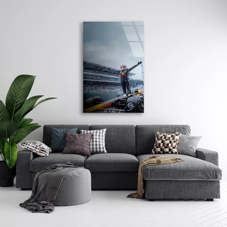 Interlagos Zafer Kutlaması F1 Cam Tablo – Formula 1 Duvar Dekoru 35x50 cm