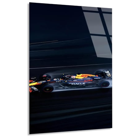 Red Bull Gece Sürüşü F1 Cam Tablo – Formula 1 Duvar Dekoru 35x50 cm