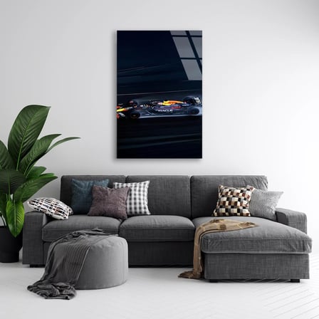 Red Bull Gece Sürüşü F1 Cam Tablo – Formula 1 Duvar Dekoru 35x50 cm