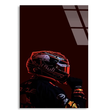Red Bull Pilot Kaskı F1 Cam Tablo – Formula 1 Duvar Dekoru 35x50 cm