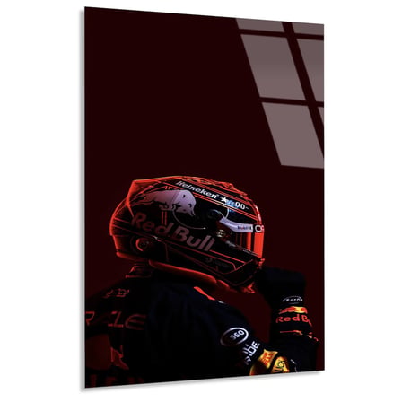 Red Bull Pilot Kaskı F1 Cam Tablo – Formula 1 Duvar Dekoru 35x50 cm