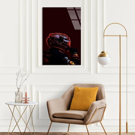 Red Bull Pilot Kaskı F1 Cam Tablo – Formula 1 Duvar Dekoru 35x50 cm