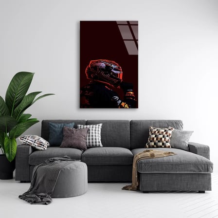 Red Bull Pilot Kaskı F1 Cam Tablo – Formula 1 Duvar Dekoru 35x50 cm