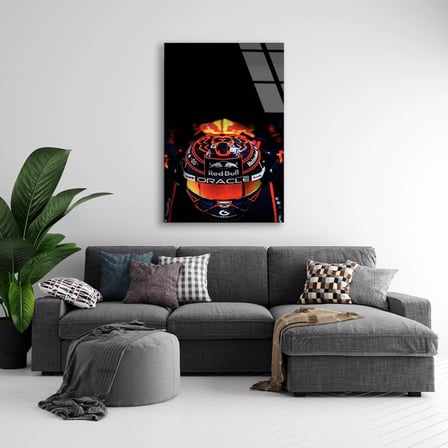 Kaplan Desenli F1 Kaskı F1 Cam Tablo – Formula 1 Duvar Dekoru 35x50 cm