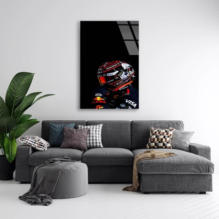 Red Bull Pilot Kaskı F1 Cam Tablo – Formula 1 Duvar Dekoru 35x50 cm