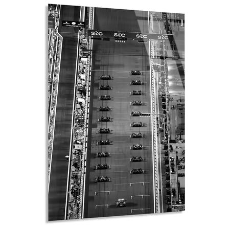 F1 Grid Havadan Siyah-Beyaz F1 Cam Tablo – Formula 1 Duvar Dekoru 80x125 cm