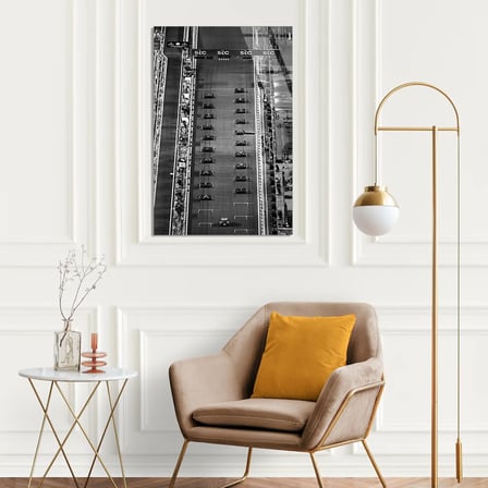 F1 Grid Havadan Siyah-Beyaz F1 Cam Tablo – Formula 1 Duvar Dekoru 80x125 cm