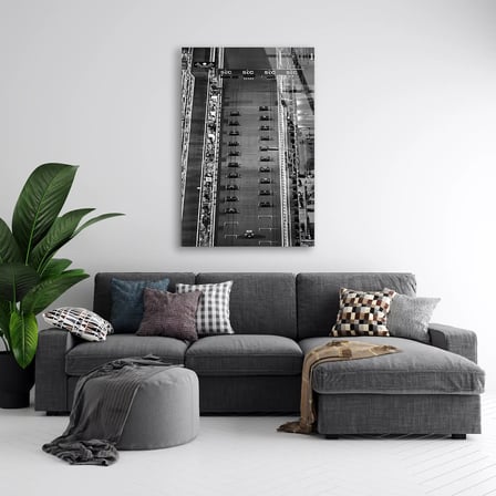F1 Grid Havadan Siyah-Beyaz F1 Cam Tablo – Formula 1 Duvar Dekoru 80x125 cm