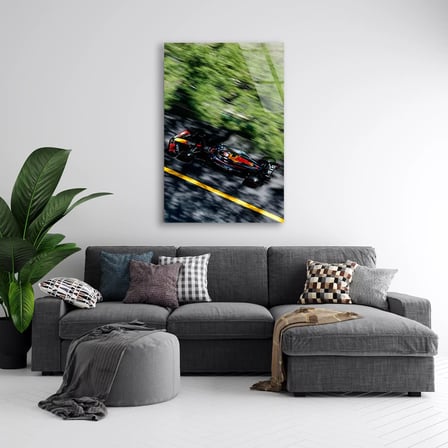Red Bull Hız Anı F1 Cam Tablo – Formula 1 Duvar Dekoru 80x125 cm
