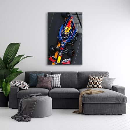 Red Bull Üstten Görünüm F1 Cam Tablo – Formula 1 Duvar Dekoru 35x50 cm
