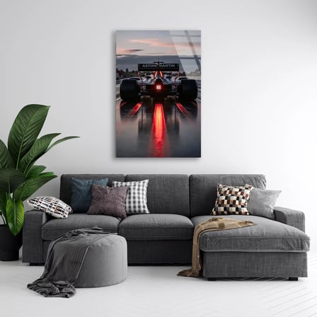 Aston Martin Arka Farlar F1 Cam Tablo – Formula 1 Duvar Dekoru 35x50 cm
