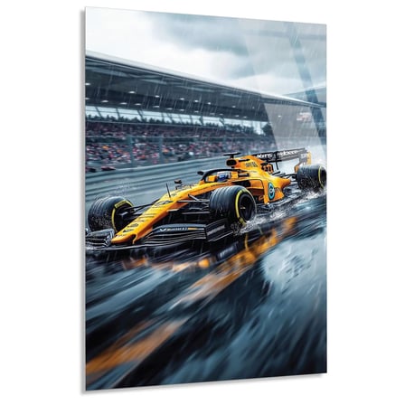 Klasik McLaren Yağmurda F1 Cam Tablo – Formula 1 Duvar Dekoru 35x50 cm