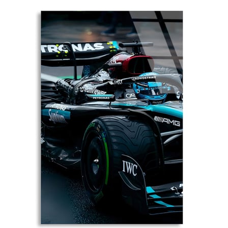 Mercedes Arka Görünüm F1 Cam Tablo – Formula 1 Duvar Dekoru 35x50 cm