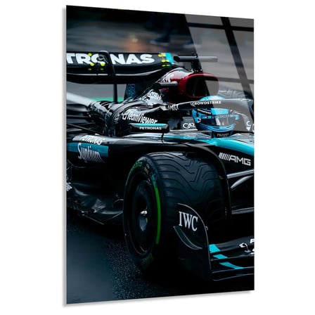 Mercedes Arka Görünüm F1 Cam Tablo – Formula 1 Duvar Dekoru 35x50 cm