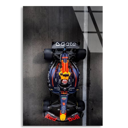 Red Bull Üstten Görünüm F1 Cam Tablo – Formula 1 Duvar Dekoru 35x50 cm