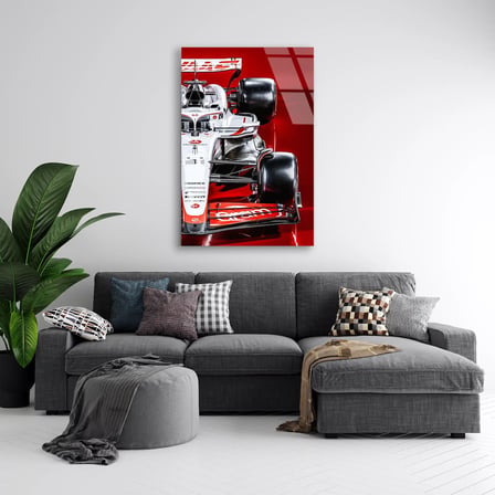 Haas F1 Aracı F1 Cam Tablo – Formula 1 Duvar Dekoru 35x50 cm