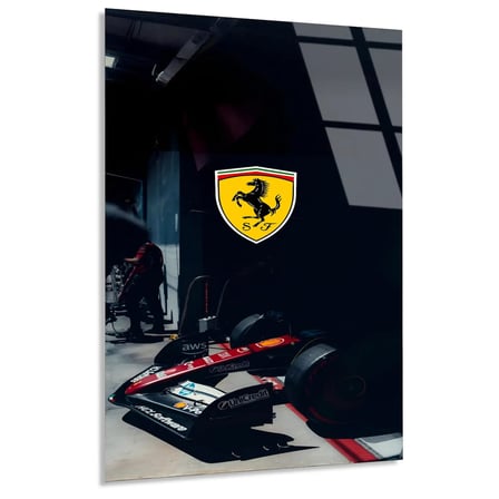 Ferrari Garaj Logosu F1 Cam Tablo – Formula 1 Duvar Dekoru 35x50 cm