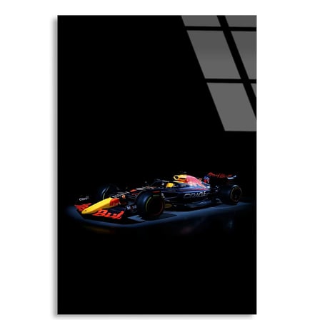 Red Bull Yarış Aracı F1 Cam Tablo – Formula 1 Duvar Dekoru 35x50 cm