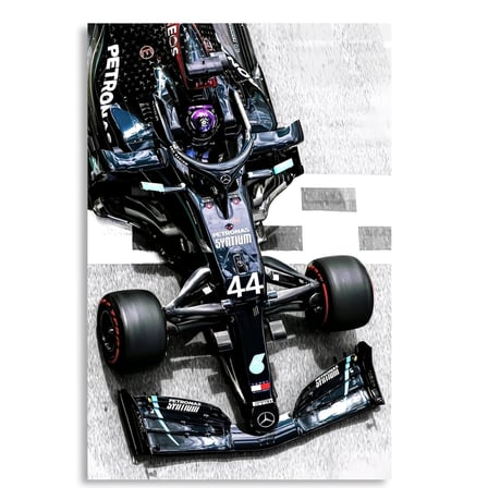 Mercedes 44 Üstten Görünüm F1 Cam Tablo – Formula 1 Duvar Dekoru 35x50 cm