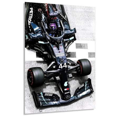 Mercedes 44 Üstten Görünüm F1 Cam Tablo – Formula 1 Duvar Dekoru 35x50 cm