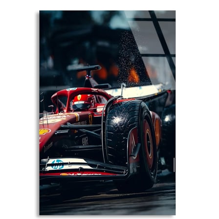 Ferrari Kıvılcım Anı F1 Cam Tablo – Formula 1 Duvar Dekoru 35x50 cm