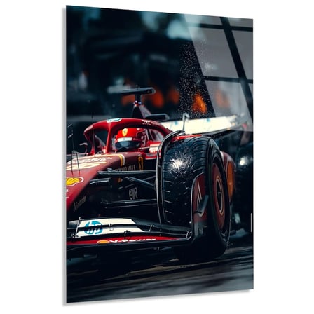 Ferrari Kıvılcım Anı F1 Cam Tablo – Formula 1 Duvar Dekoru 35x50 cm
