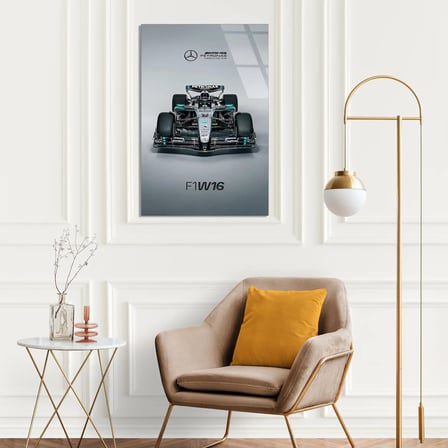 Mercedes F1 W16 Önden F1 Cam Tablo – Formula 1 Duvar Dekoru 35x50 cm