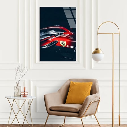 Ferrari Yakın Çekim F1 Cam Tablo – Formula 1 Duvar Dekoru 35x50 cm