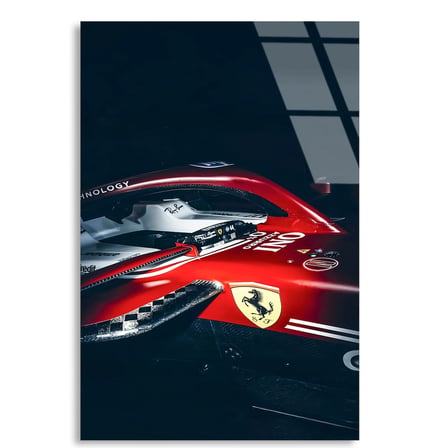 Ferrari Yakın Çekim F1 Cam Tablo – Formula 1 Duvar Dekoru 80x125 cm