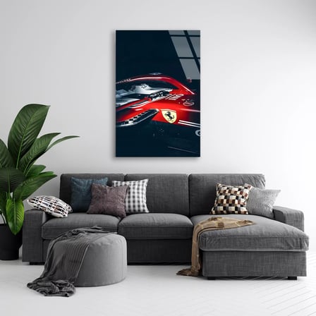 Ferrari Yakın Çekim F1 Cam Tablo – Formula 1 Duvar Dekoru 80x125 cm