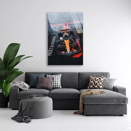 McLaren Üstten Gece Yağmuru F1 Cam Tablo – Formula 1 Duvar Dekoru 60x90 cm