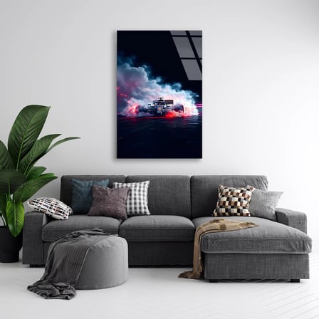 Red Bull Zafer Dumanı F1 Cam Tablo – Formula 1 Duvar Dekoru 35x50 cm