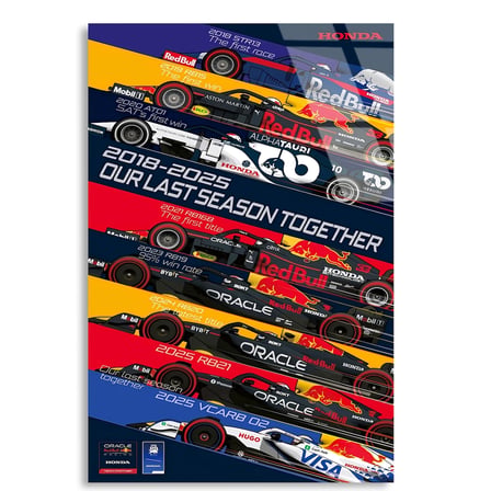 Red Bull Honda Anı Posteri F1 Cam Tablo – Formula 1 Duvar Dekoru 35x50 cm