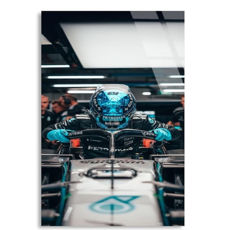 Mercedes Garaj Pilotu F1 Cam Tablo – Formula 1 Duvar Dekoru 80x125 cm