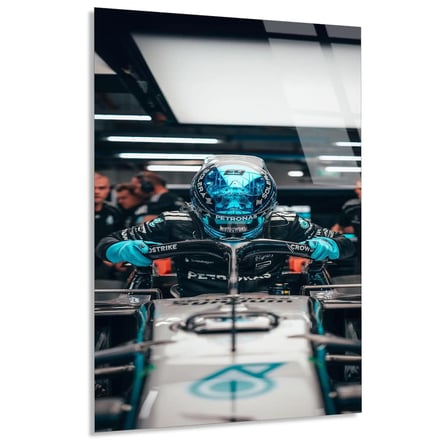 Mercedes Garaj Pilotu F1 Cam Tablo – Formula 1 Duvar Dekoru 80x125 cm