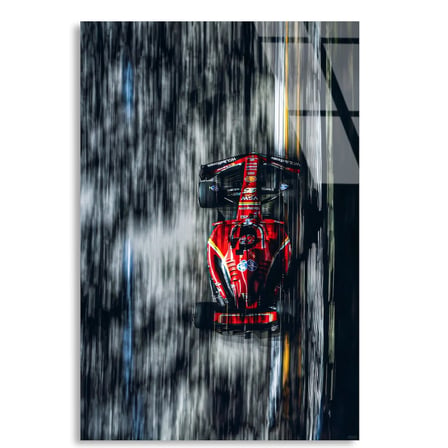 Ferrari Yağmur Düzlüğü F1 Cam Tablo – Formula 1 Duvar Dekoru 35x50 cm