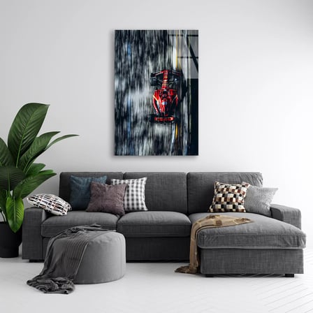 Ferrari Yağmur Düzlüğü F1 Cam Tablo – Formula 1 Duvar Dekoru 35x50 cm