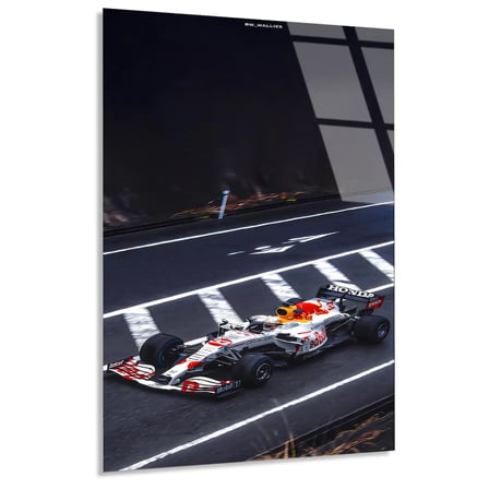 Red Bull Gece Start Çizgisi F1 Cam Tablo – Formula 1 Duvar Dekoru 35x50 cm