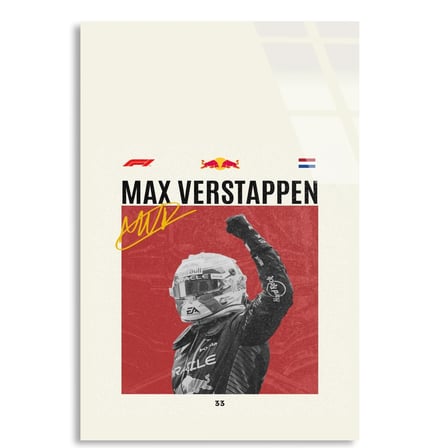 Max Verstappen Şampiyon Posteri F1 Cam Tablo – Formula 1 Duvar Dekoru 35x50 cm
