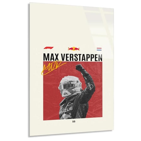 Max Verstappen Şampiyon Posteri F1 Cam Tablo – Formula 1 Duvar Dekoru 35x50 cm