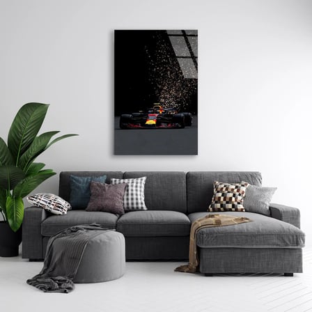 Red Bull Kıvılcım Kutlaması F1 Cam Tablo – Formula 1 Duvar Dekoru 35x50 cm