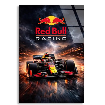 Red Bull Racing Şimşek Posteri F1 Cam Tablo – Formula 1 Duvar Dekoru 80x125 cm