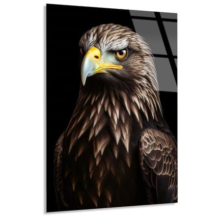 Altın Kartal Portresi Cam Tablo – Hayvan Duvar Dekoru 35x50 cm