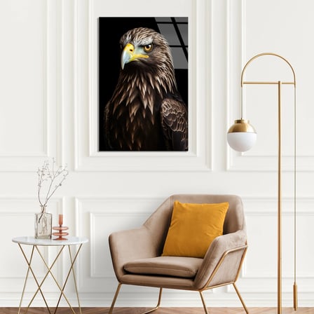 Altın Kartal Portresi Cam Tablo – Hayvan Duvar Dekoru 35x50 cm